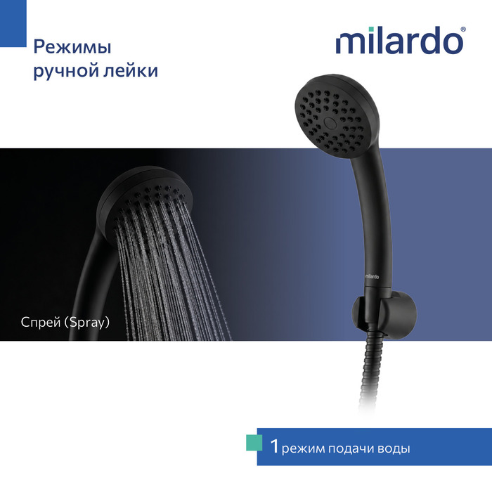 Смеситель для ванны Milardo Поли (Poli) черный матовый (POLBL00M02) - фото 8