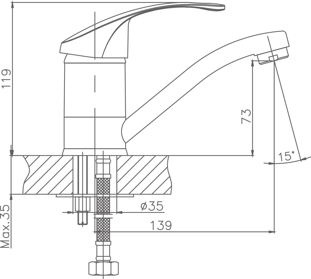 Смеситель для кухни Cron хром (CN4521) - фото 2