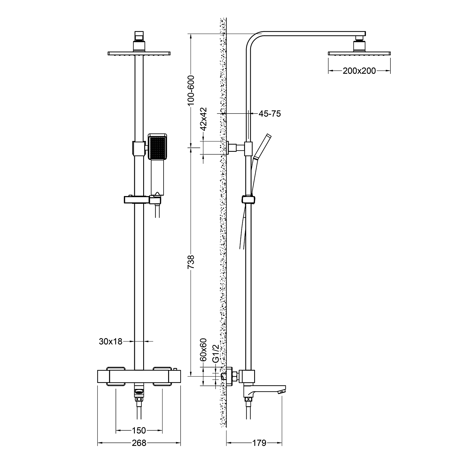 Душевая система Timo Tetra-thermo 3-х режимная, с термостатом (SX-0169/00 chrome) - фото 4