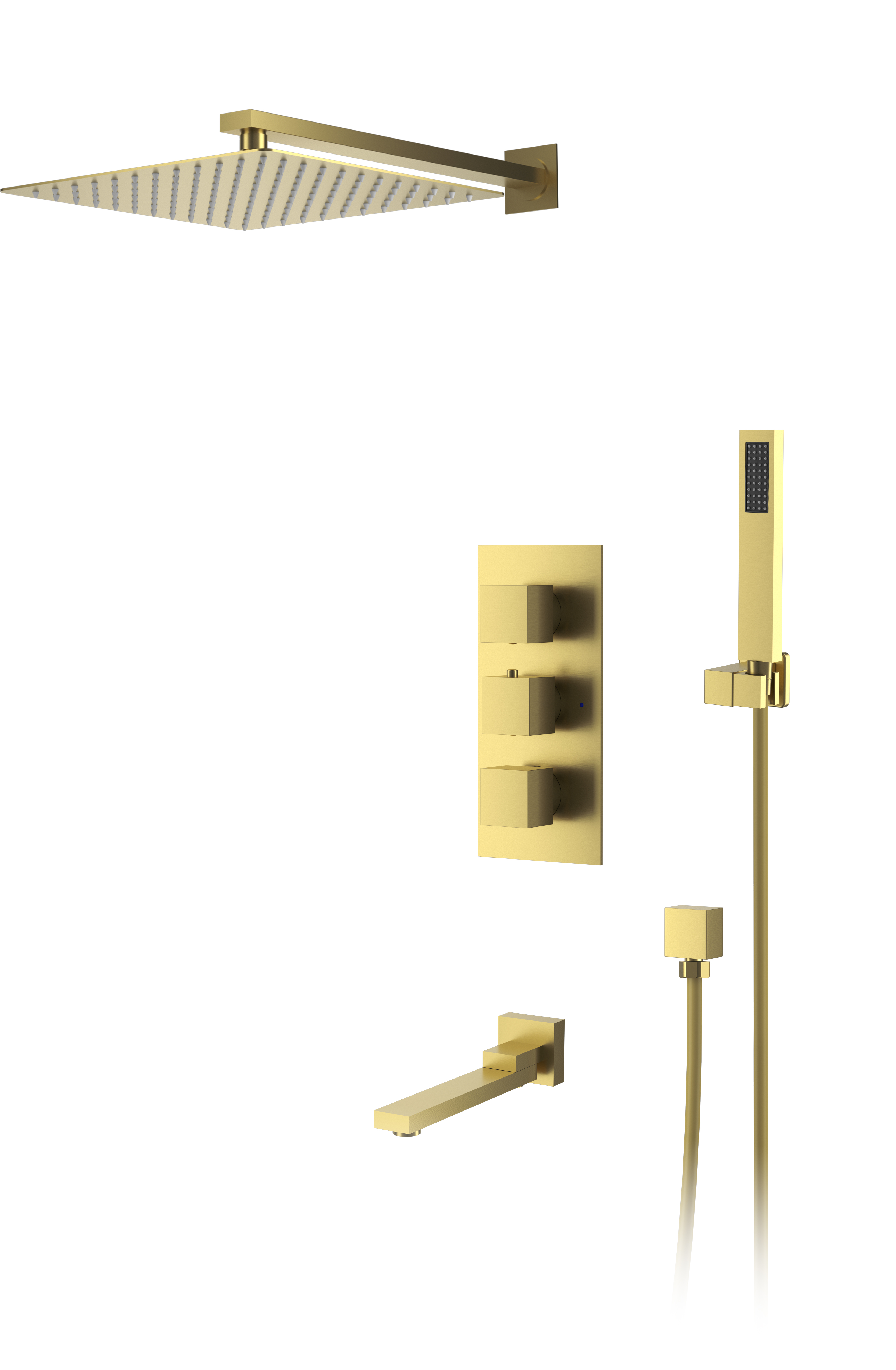 Душевая система для ванны и душа DK встраиваемая термостатический с изливом матовое золото Bayern.Liszt (DA2515607A04) - фото 1