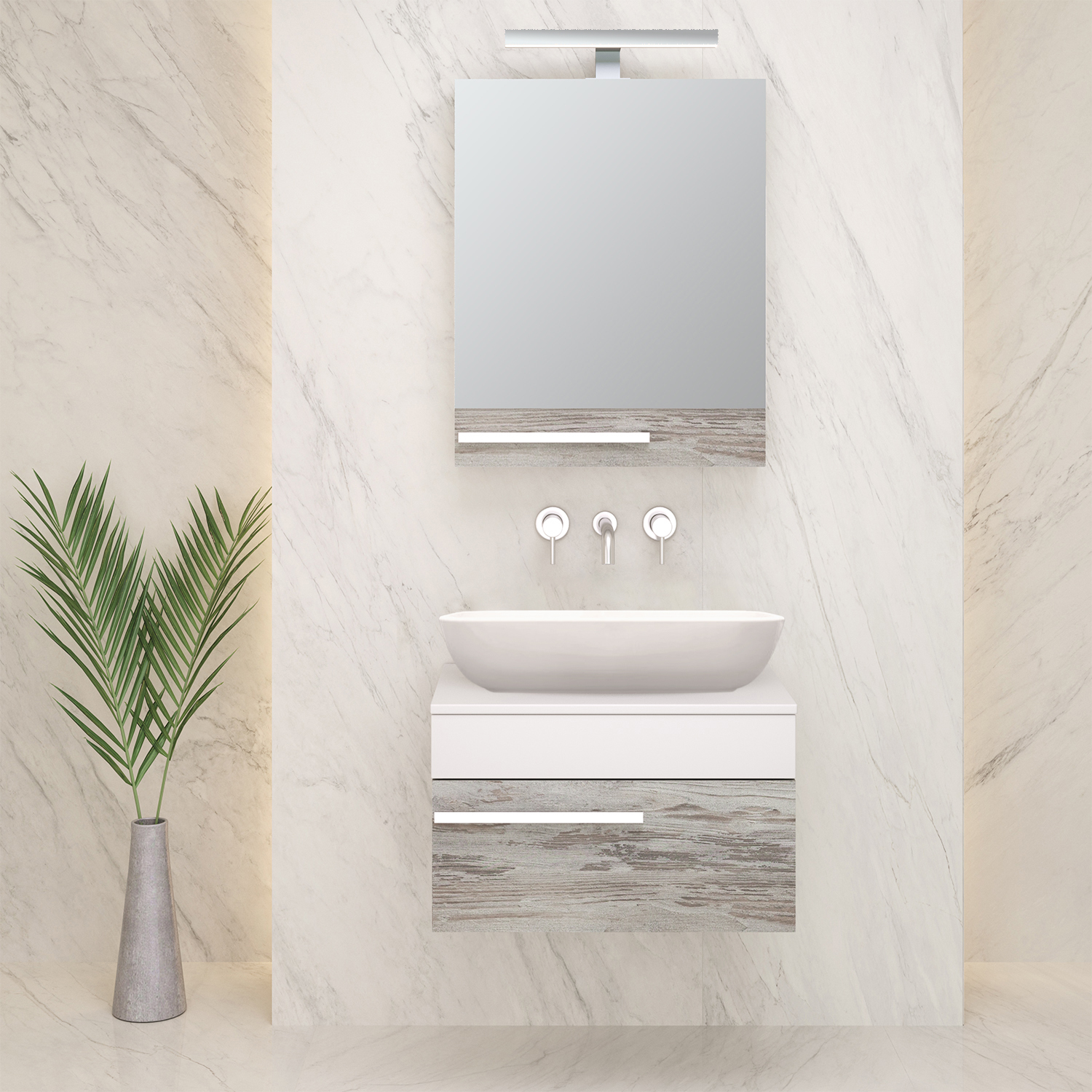 Тумба Runo Вудлайн 65 подвесная под накладной умывальник Moduo Square 50/Moduo Leaf 55 (00-00001009) - фото 4