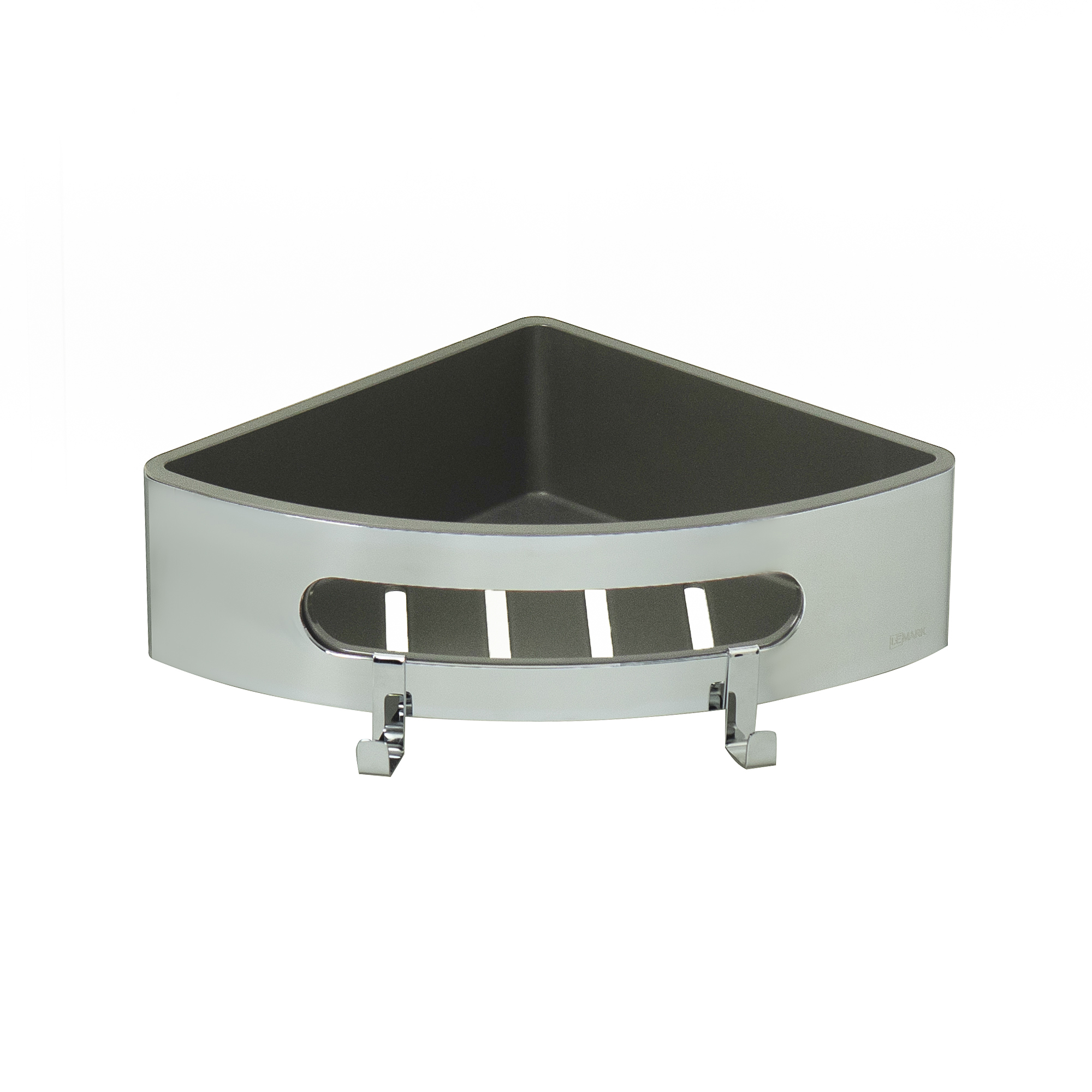 Полка для душа угловая Lemark SHELF LINE из нерж. стали с крючками, хром/вставка-пластик графит (9771046) Полка для душа угловая Lemark SHELF LINE из нерж. стали с крючками, хром/вставка-пластик графит (9771046) - фото 1