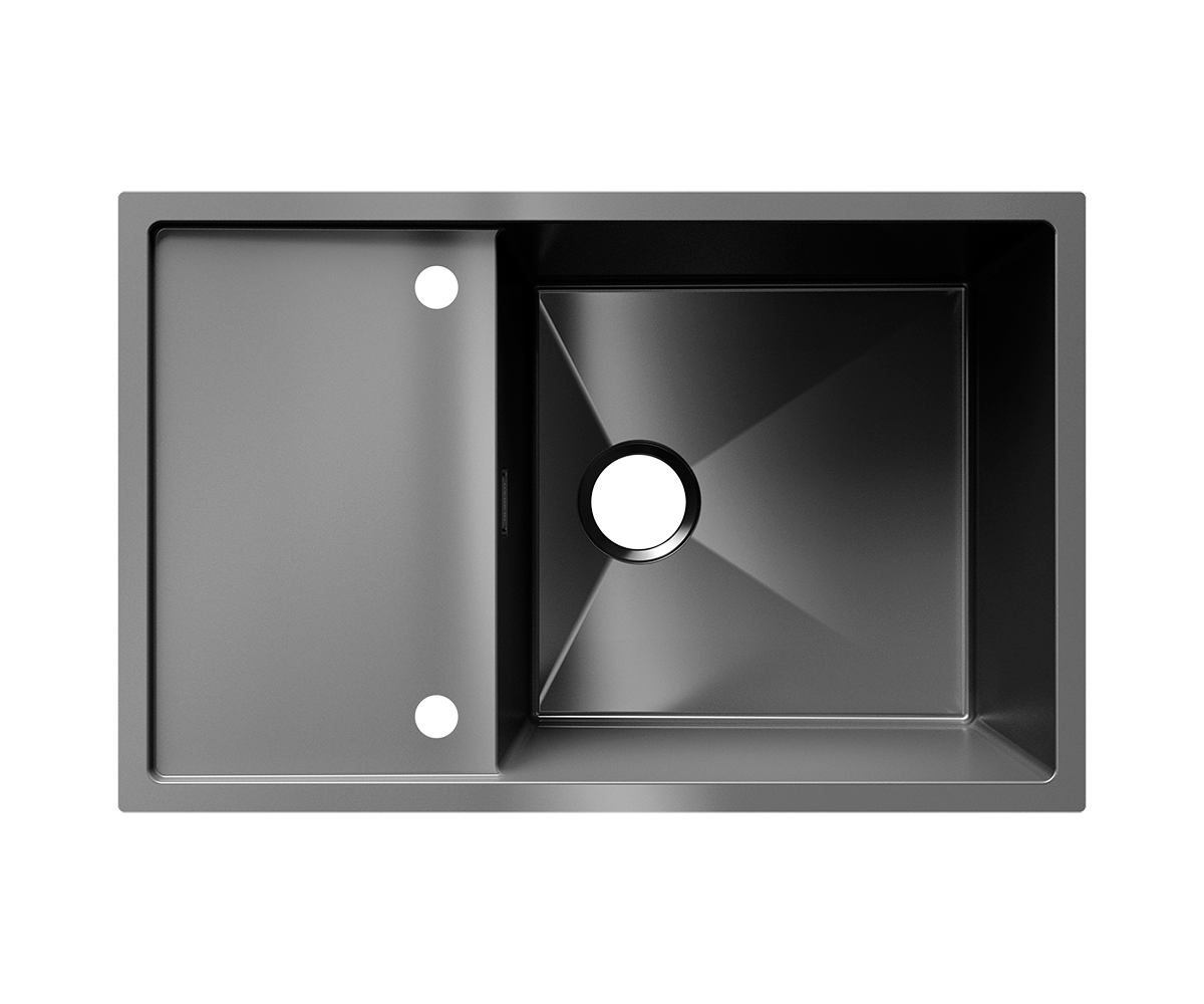 Мойка ULGRAN STEEL 780 Х 500, цвет «черная брашированная сталь» (US 780-002) - фото 1