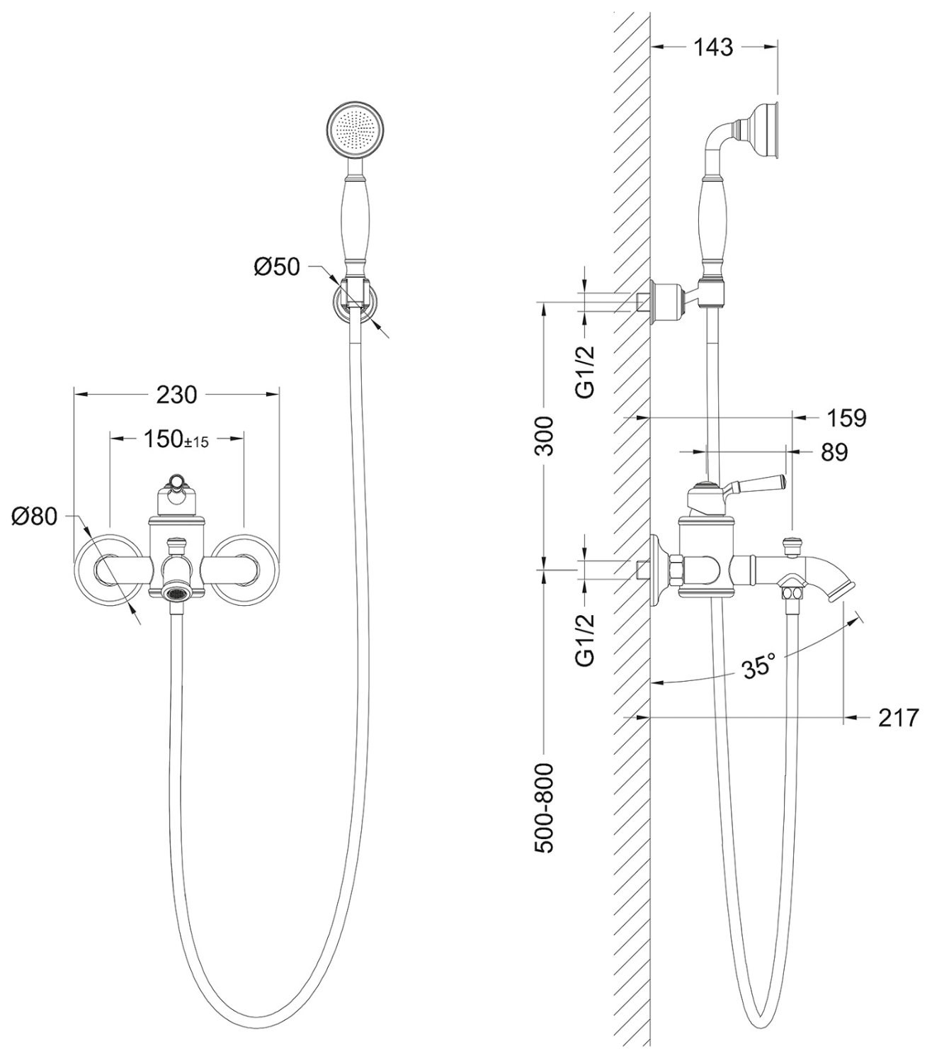 смесители для ванны и душа Timo Arisa (5314/02Y antique) - фото 2