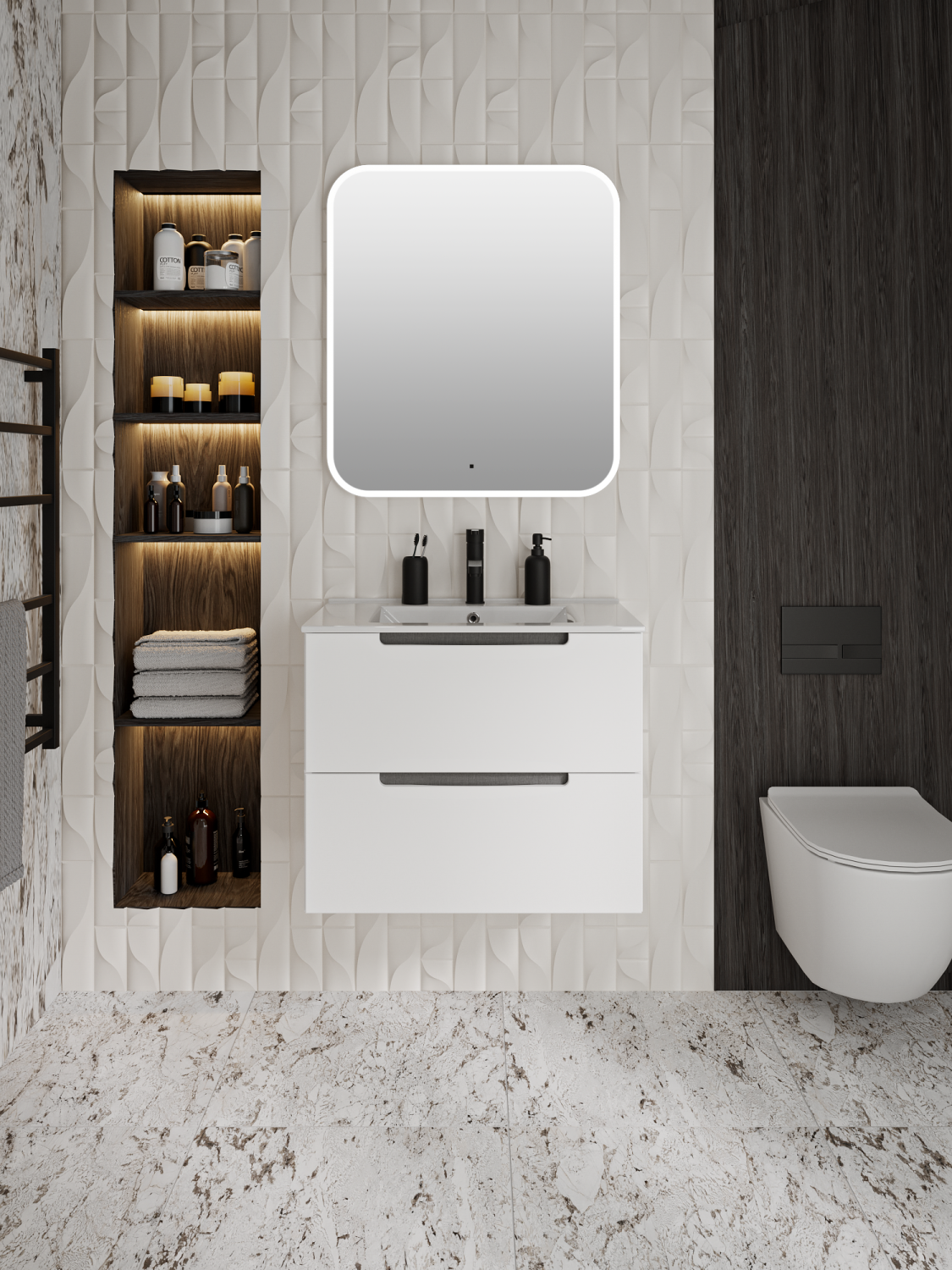 Тумба Runo Lina 60 белая под умывальник 00-00002554 (Teffy 60) (00-00004603) - фото 2