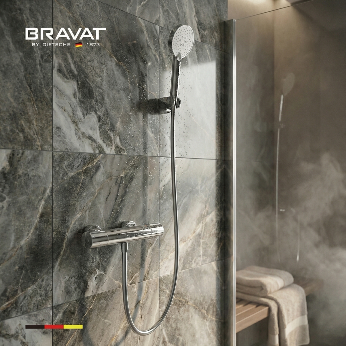 Термостатический смеситель с душем BRAVAT (F6811942CP-B-SW) - фото 4