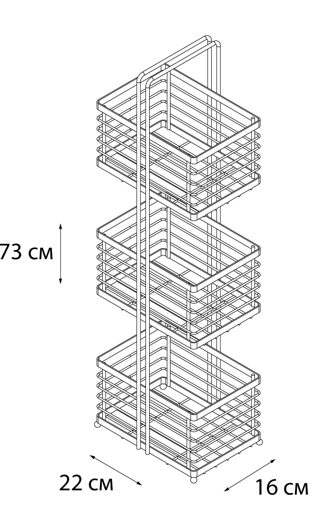 Полка FIXSEN прямоугольная трехэтажная (FX-852) - фото 4