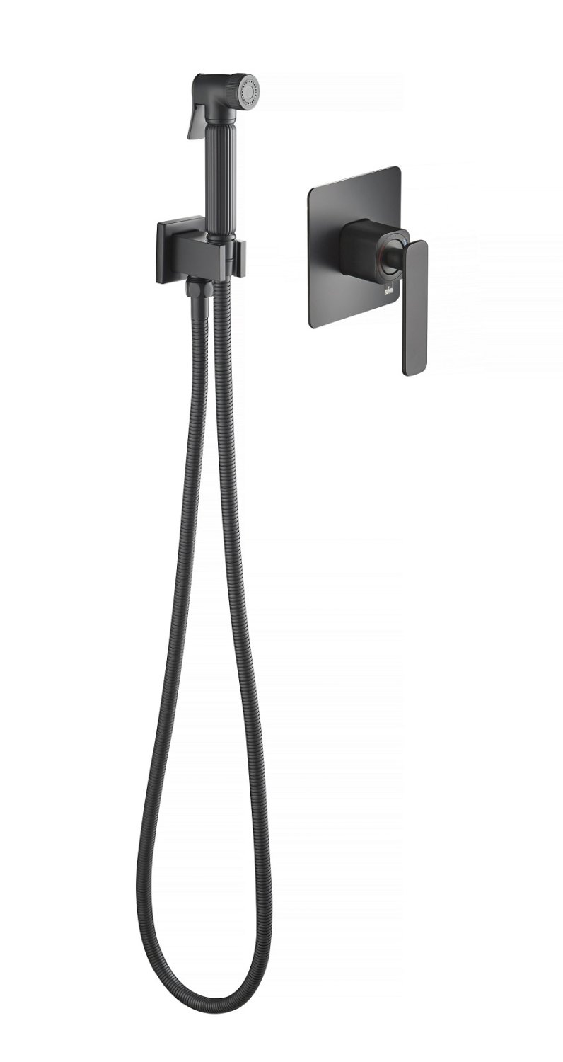 Смеситель встроенный с гигиеническим душем Timo Torne черный (4389/03SM) - фото 1