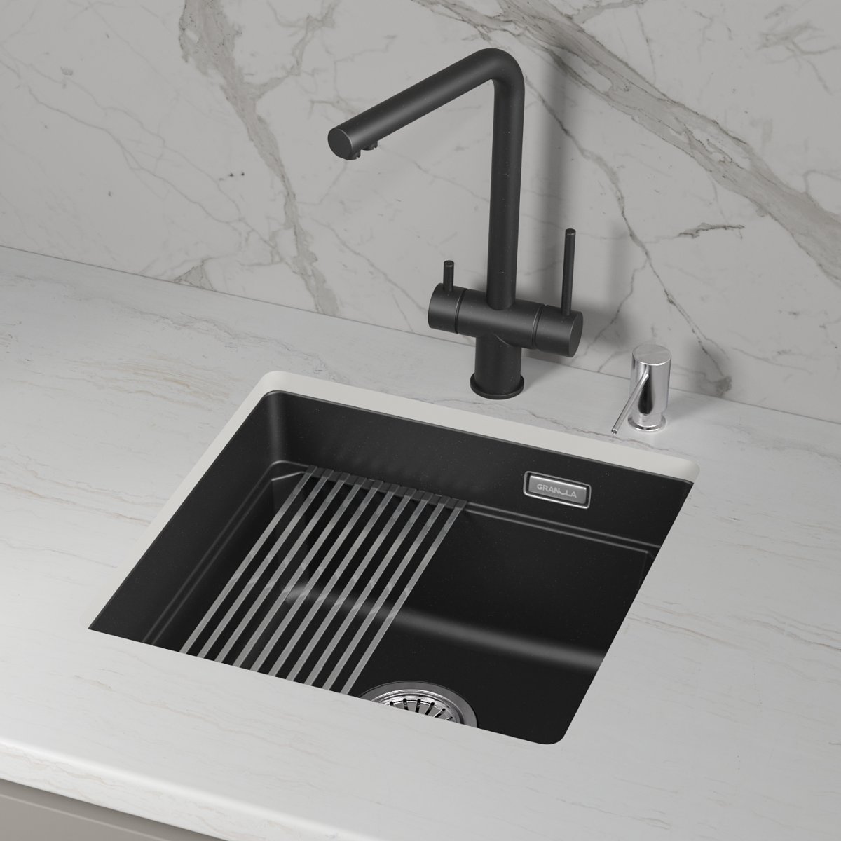 Кухонная мойка GRANULA кварц (4501iU, ШВАРЦ) - фото 3