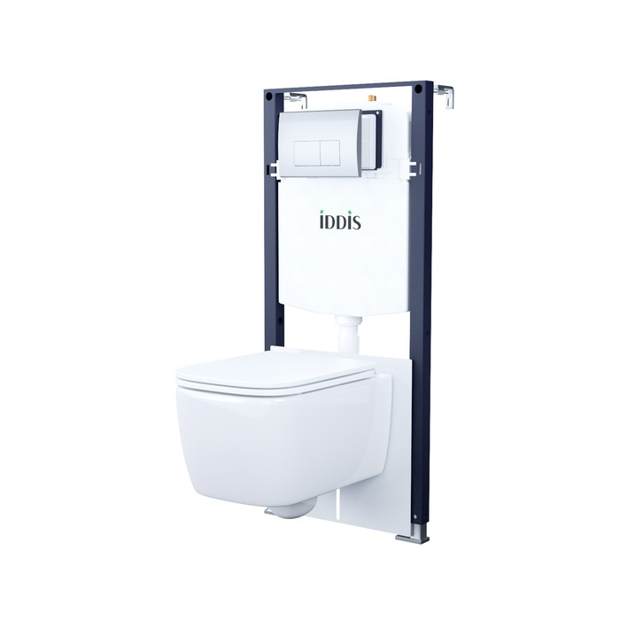 Комплект 3в1: подвесной унитаз, инсталляция и клавиша смыва, IDDIS, BASBR01i73 - фото 1