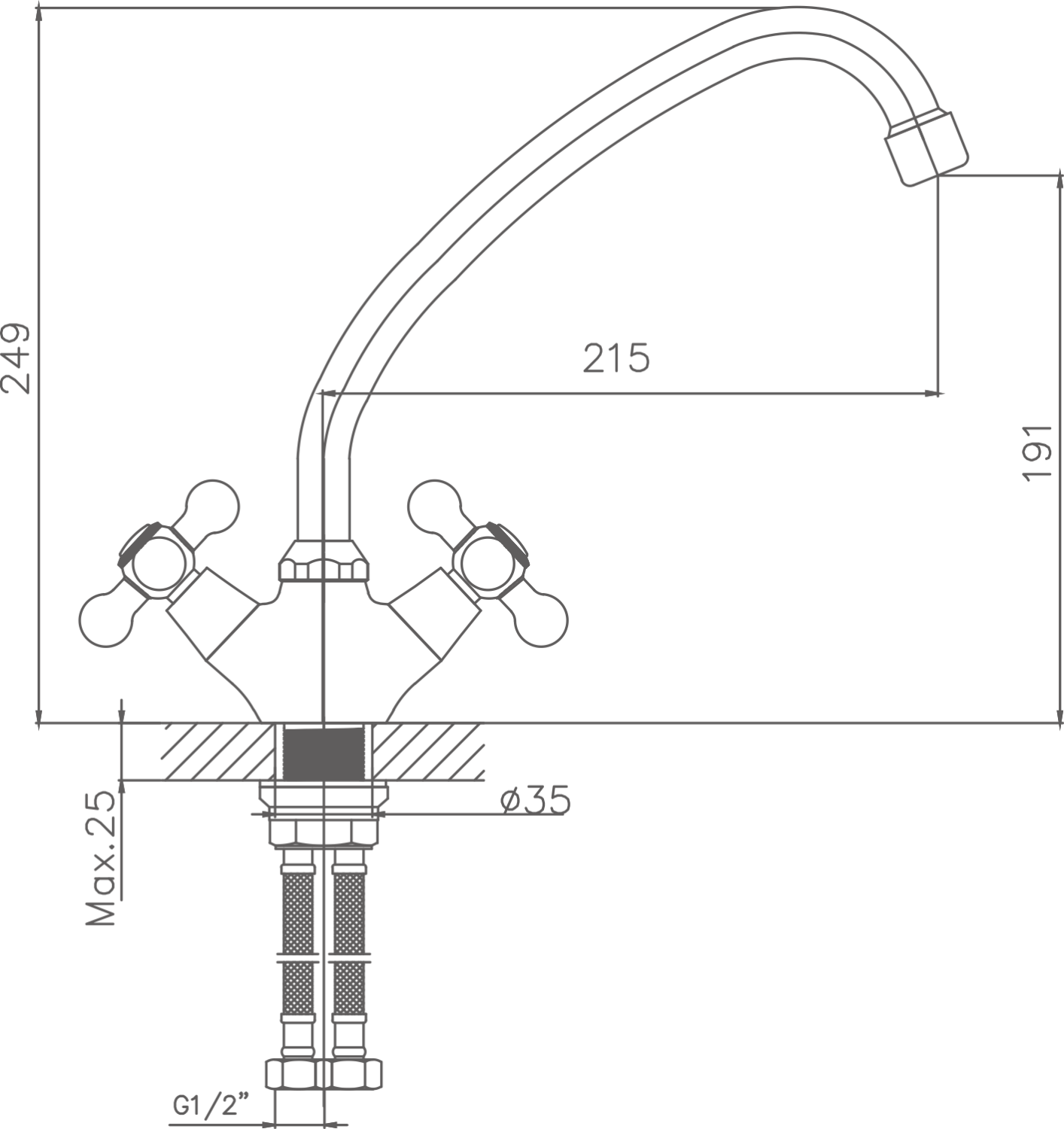 Смеситель для кухни Cron хром (CN4319-2) - фото 2