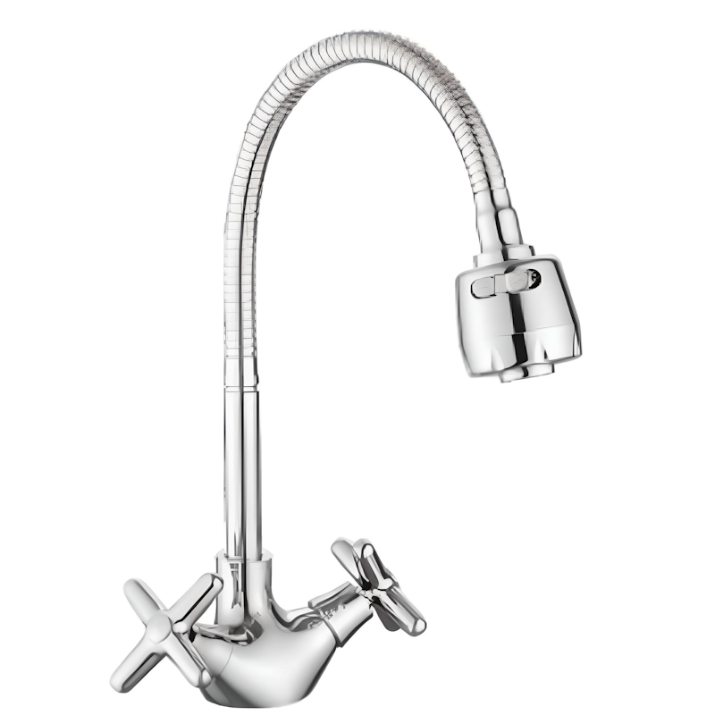 Смеситель Splenka для кухни вентильный гибкий поворотный излив, хром (S80.43)