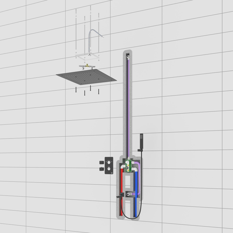 Душевая система встроенная с термостатом Timo Petruma никель (SX-5019/13SM) - фото 2