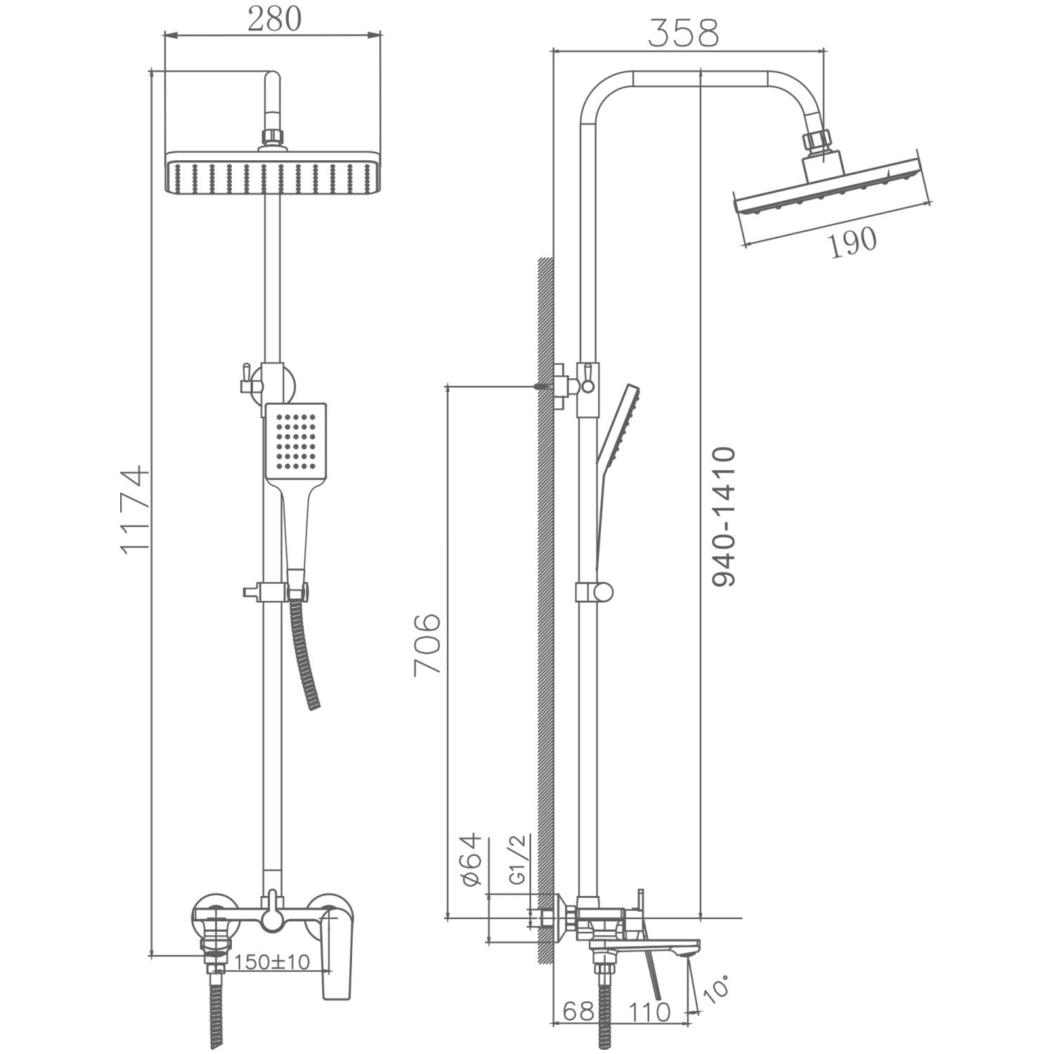 Душевая система Haiba (HB24533-3) - фото 2