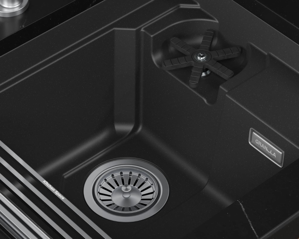 Кухонная мойка GRANULA KITCHEN SPACE RINZER кварц (5505RU, ЧЁРНЫЙ) - фото 5