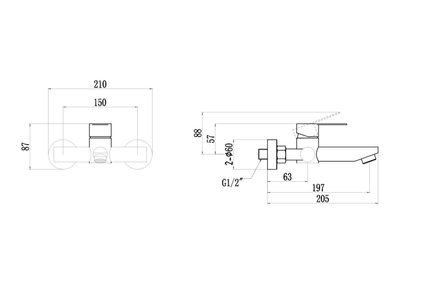 Смеситель Fmark для ванны без душа (FS8202) - фото 2