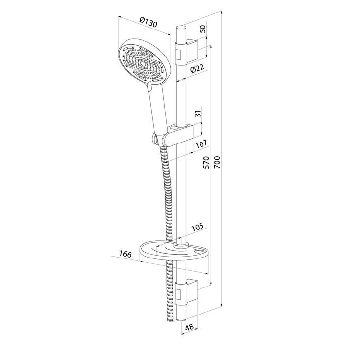 Душевой гарнитур со штангой Milardo Ideal Spa (ILS3C70M16) - фото 6