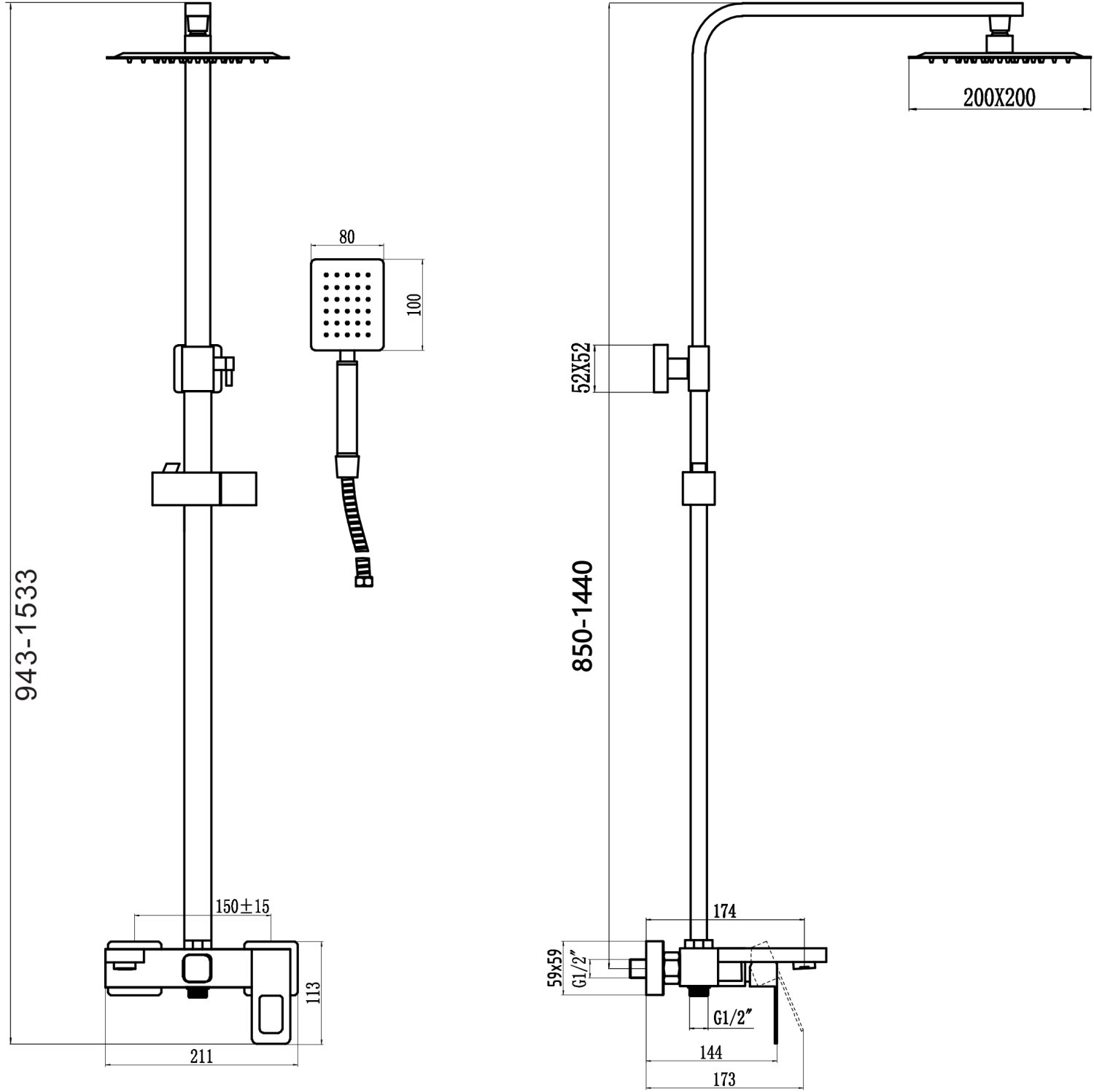 Душевая система Savol (S-SUS5003H) - фото 2