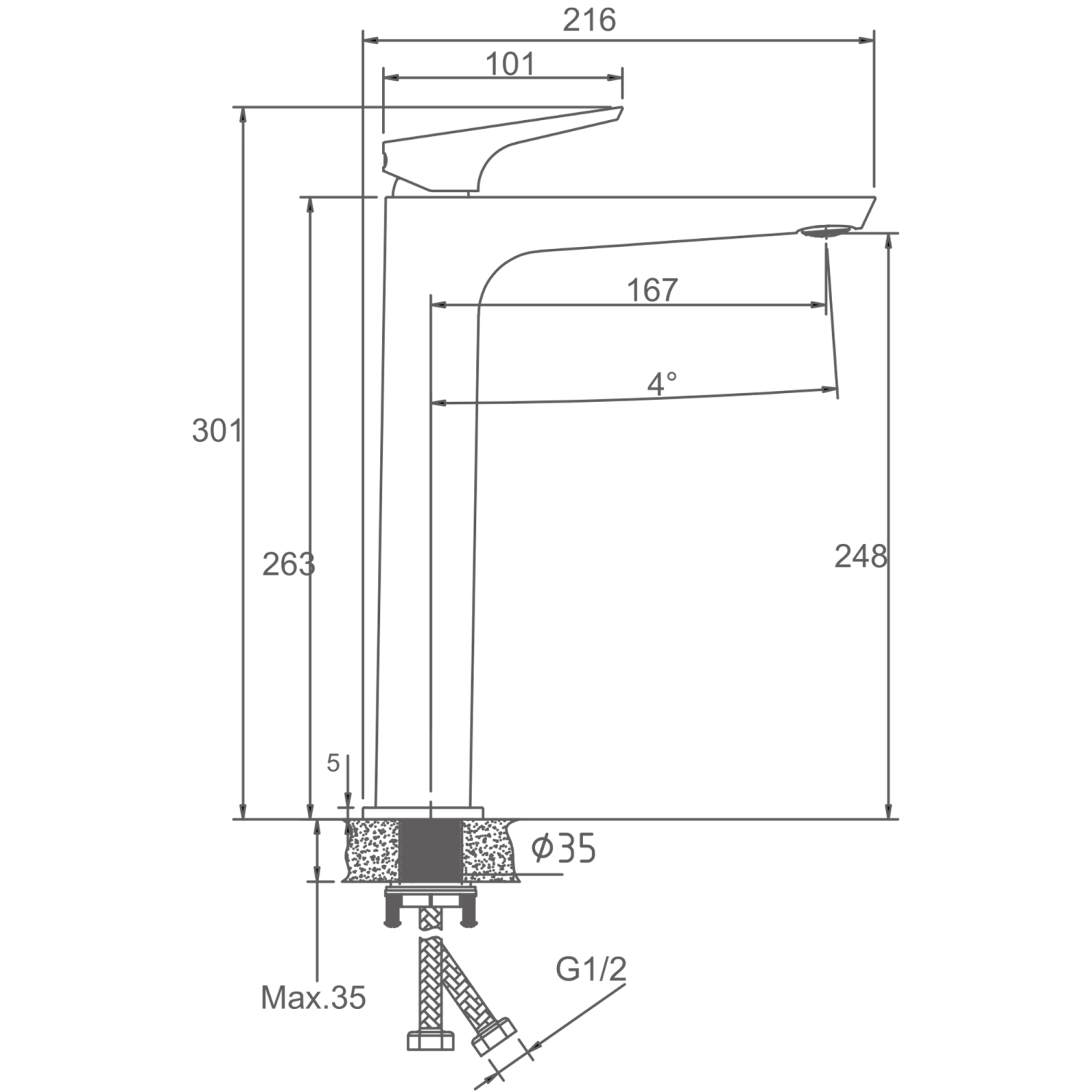 Смеситель для раковины HAIBA черный (HB11726-7) - фото 3