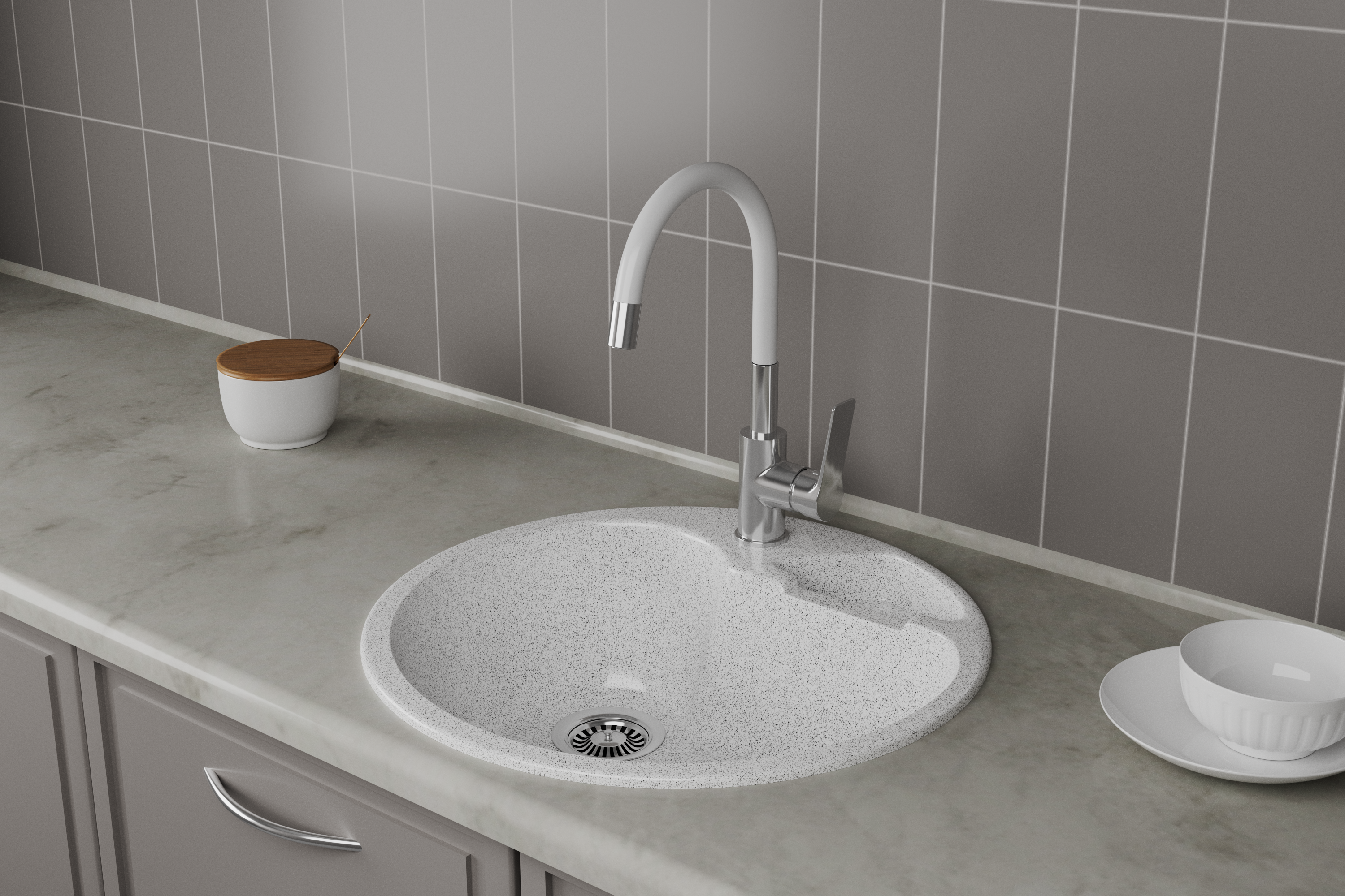 Смеситель для кухонной мойки с гибким изливом RUSH Siple (SI7335-60White) Смеситель для кухонной мойки с гибким изливом RUSH Siple (SI7335-60White) - фото 2