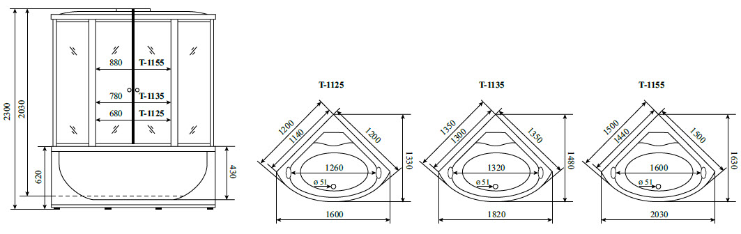 Душевая кабина Timo Standart Silver F 150*150*220 (T-6655SF) Душевая кабина Timo Standart Silver F 150*150*220 (T-6655SF) - фото 2