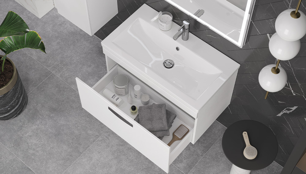 Тумба подвесная Velvex Estea 80.1Y белый матовый под раковину Ц0000005955 (Como) (tp.EST.MOD.80.1Y) - фото 5