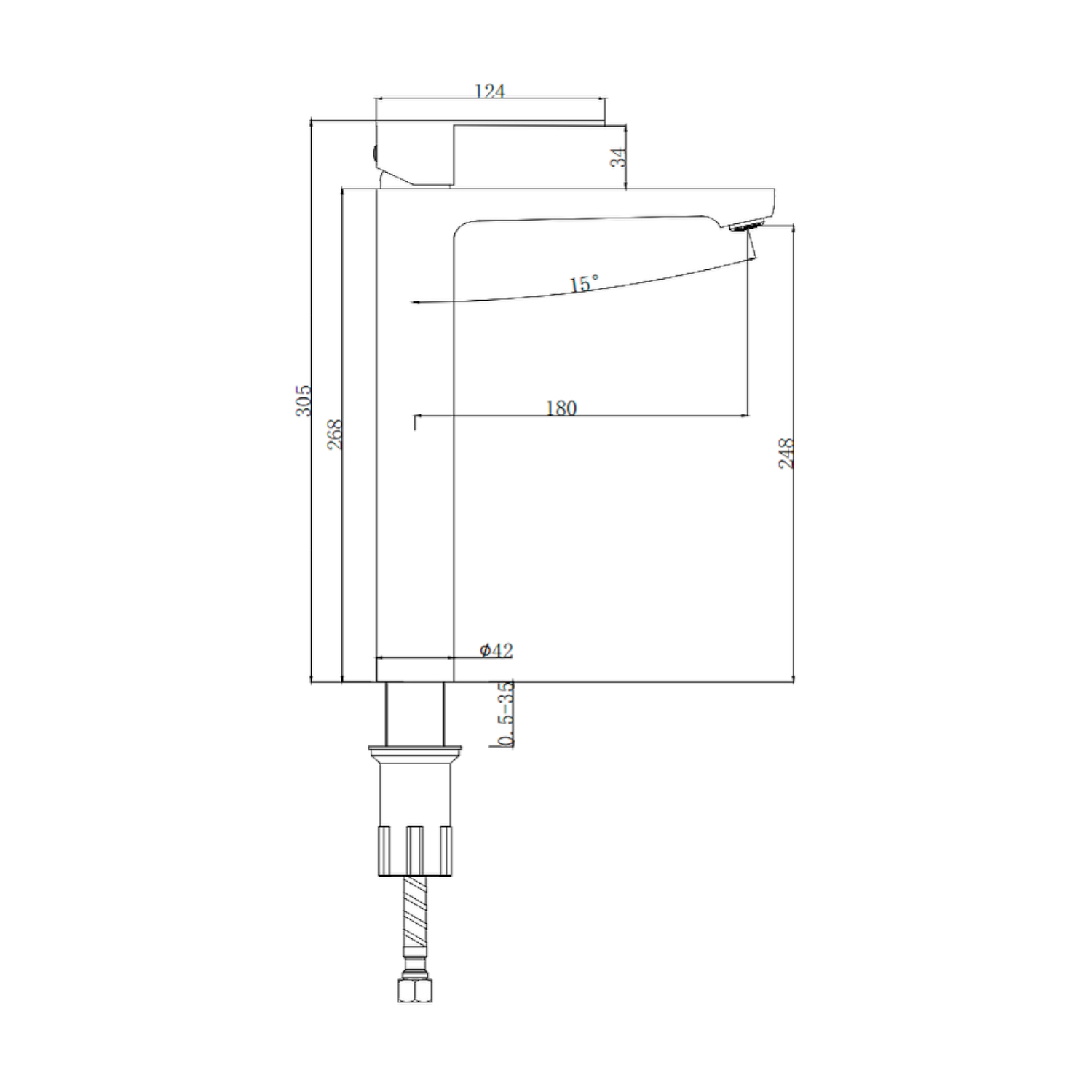 Смеситель Splenka для раковины высокий монолитный, графит (S222.15.09) - фото 2