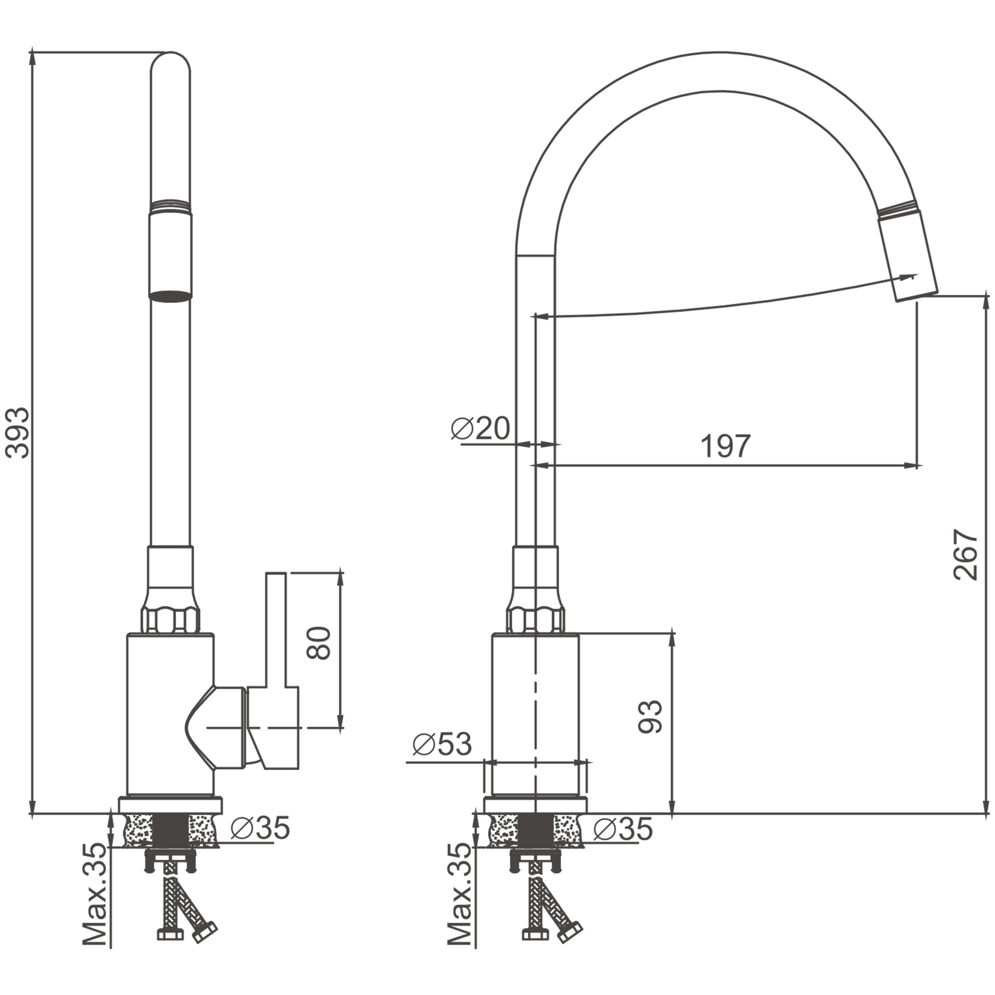 Смеситель для кухни BELZ гибкий сатин (B73809-1) - фото 2
