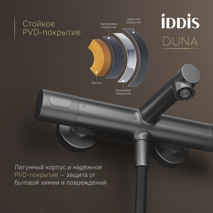 Смеситель для ванны с термостатом IDDIS Duna графит матовый (DUNGM02i74WA) Смеситель для ванны с термостатом IDDIS Duna графит матовый (DUNGM02i74WA) - фото 9