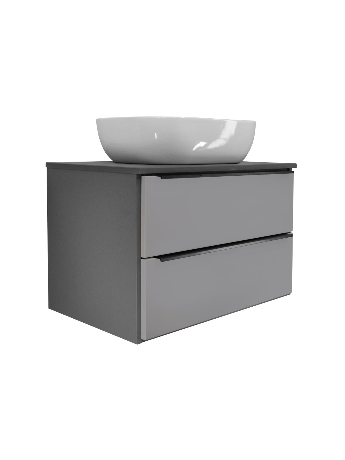 Тумба Runo Мальта 70 подвесная темно-серая/серая под накладной умывальник (00-00004895) - фото 1