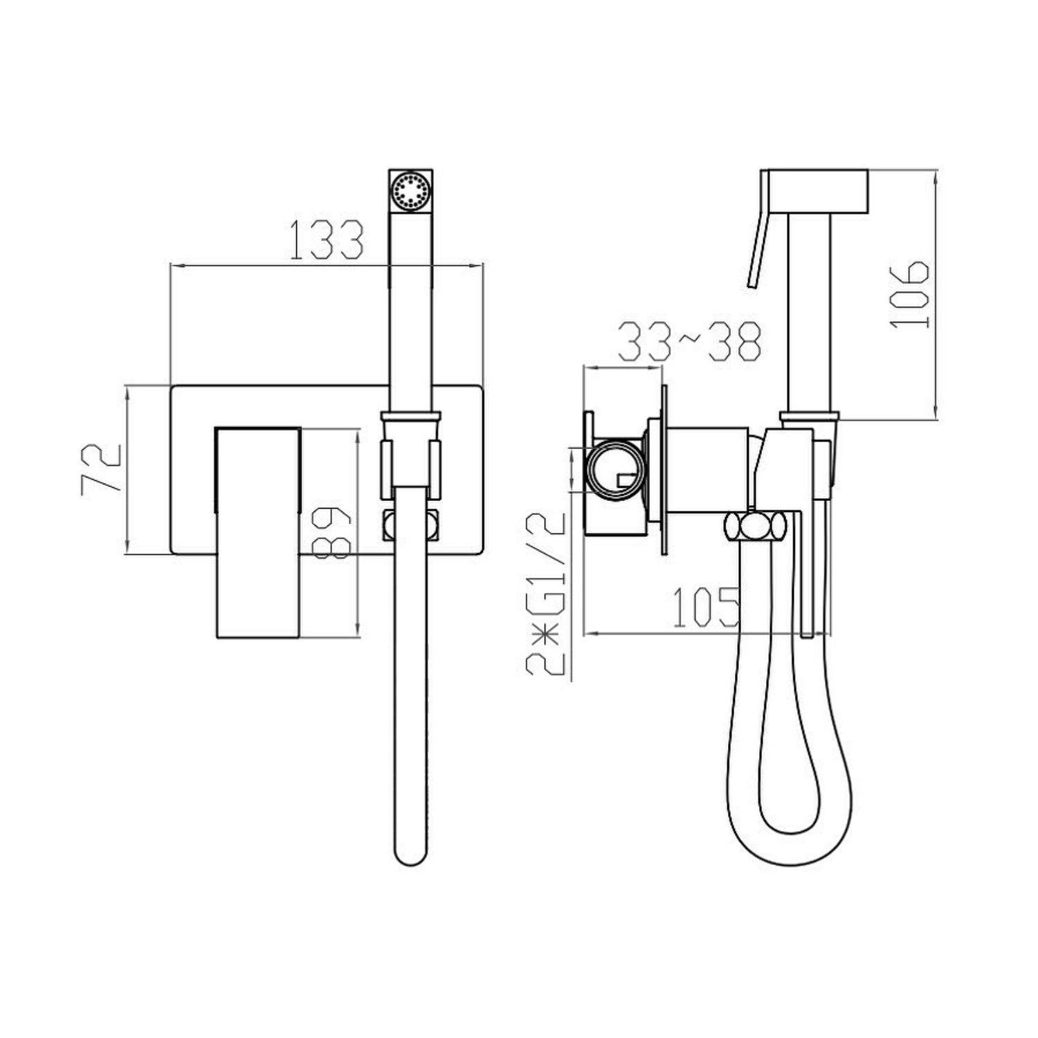 Смеситель Splenka с гигиеническим душем встраиваемый хром (S97.52) - фото 2