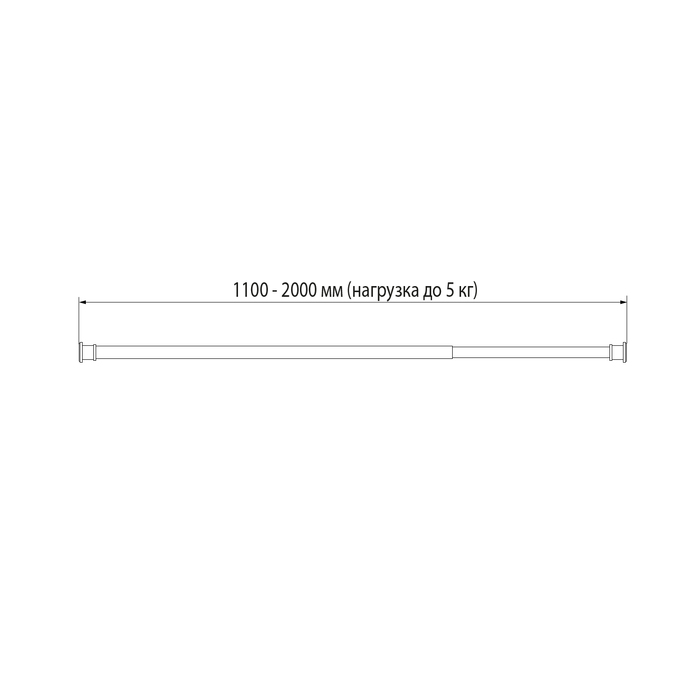 Карниз для ванной комнаты, 110-200 см, черный матовый, Elegante, IDDIS, (RSB0120i14) Карниз для ванной комнаты, 110-200 см, черный матовый, Elegante, IDDIS, (RSB0120i14) - фото 2