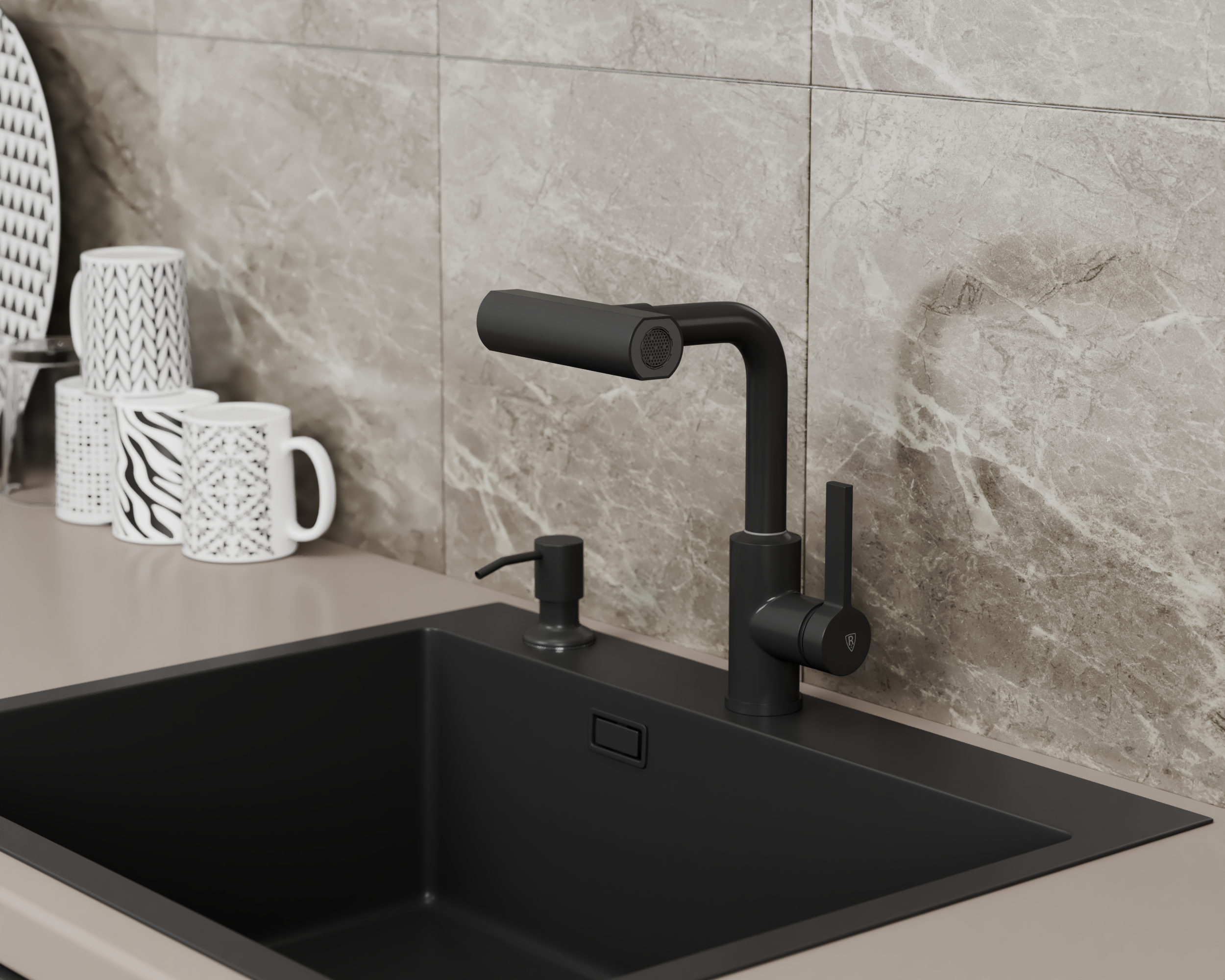 Смеситель для кухни с поворотной лейкой RUSH Tinos (TI3732-17Black) Смеситель для кухни с поворотной лейкой RUSH Tinos (TI3732-17Black) - фото 5