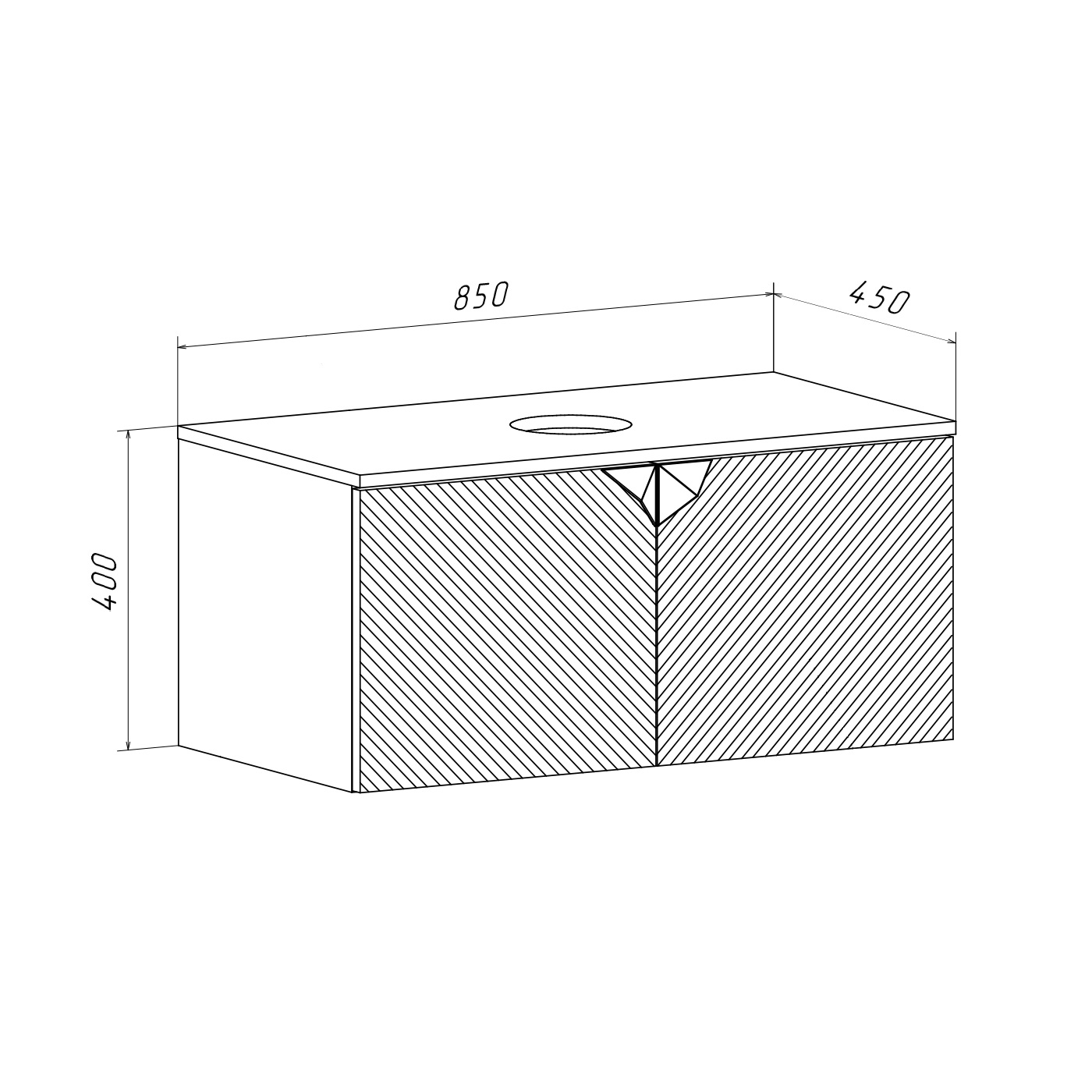 Тумба RUNO Андорра 85 графит/дуб коньячный подвесная под накладной умывальник (00-00002016) - фото 5