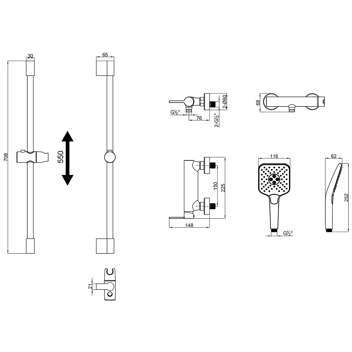 Смеситель Lemark Valday для душа (LMF-8124B-BL) - фото 2