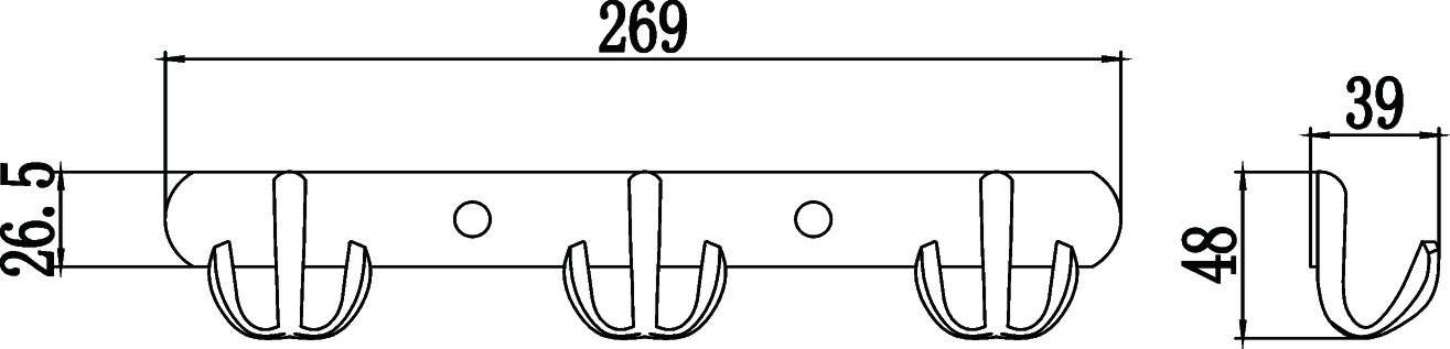 Планка с крючками (3 крючка) Savol (S-07203B) - фото 2