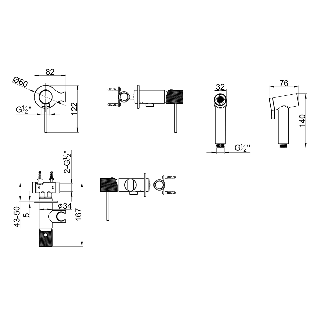 Смеситель Lemark Karelia с гигиеническим душем встраиваемый (LMF-2018S-BRRG) - фото 2