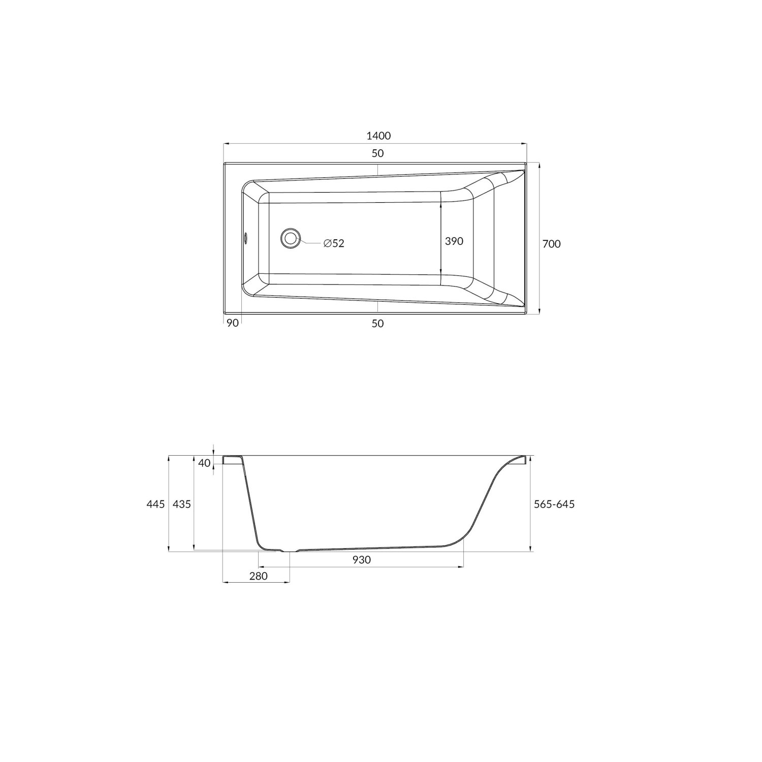Ванна Cersanit  прямоугольная LORENA 140x70 (63345) - фото 7