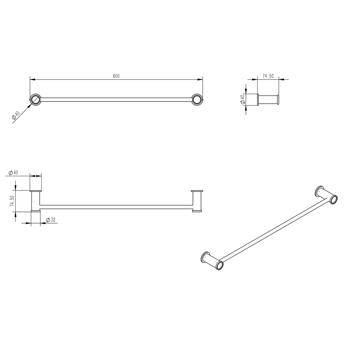 Полотенцедержатель Lemark Зенит (ZENITH) настенный, нержавеющая сталь, брашированное розовое золото (LMA-1613S-BRRG) - фото 2
