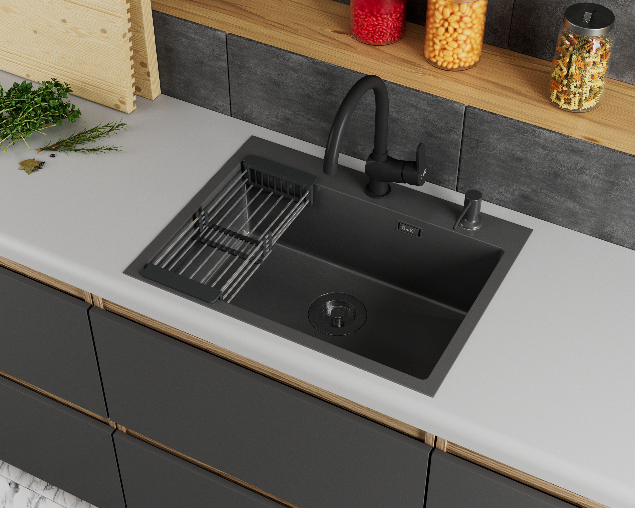 Кухонная мойка D&K нержавеющая сталь графит (DKS604506) Кухонная мойка D&K нержавеющая сталь графит (DKS604506) - фото 2