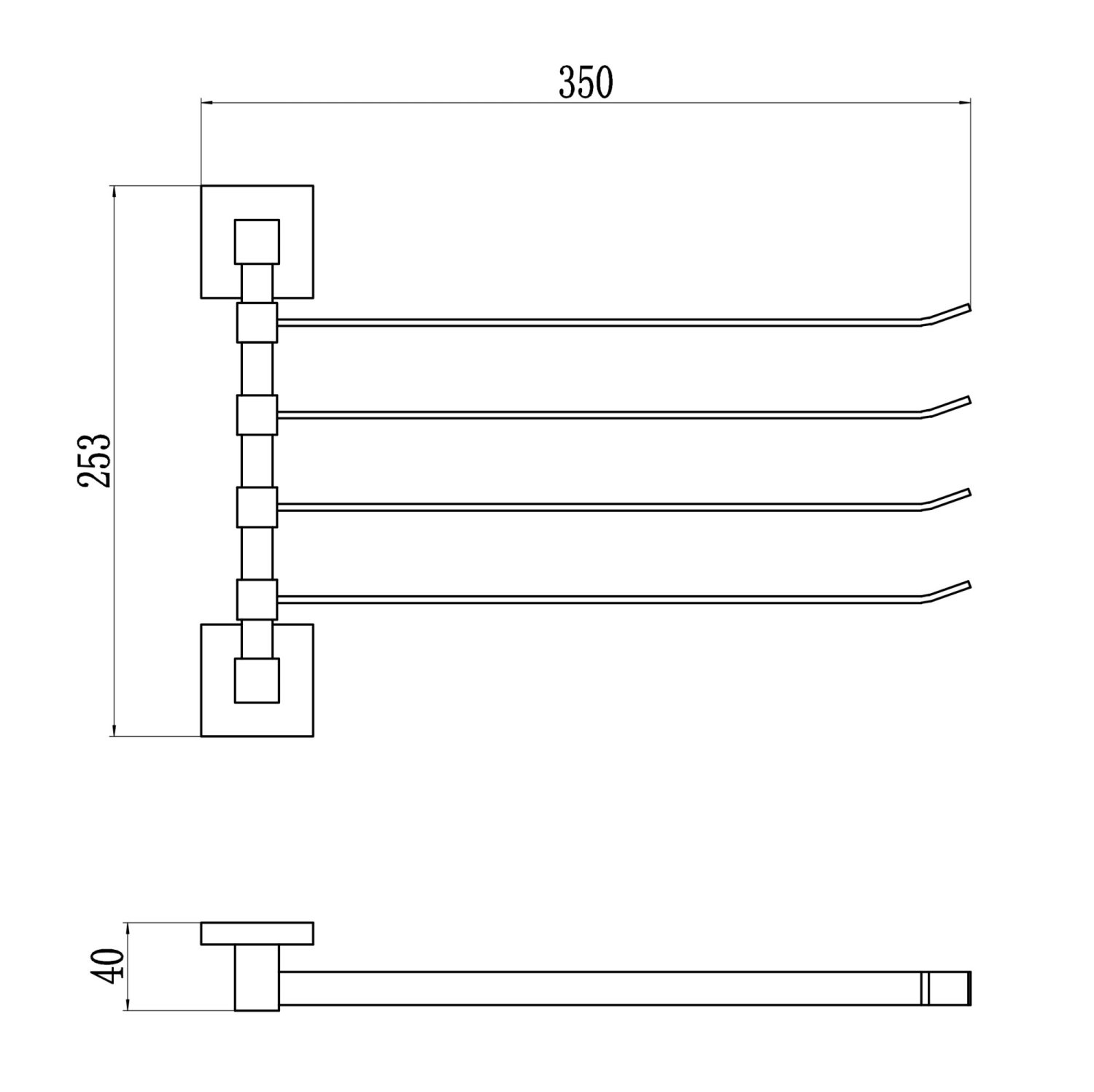 Держатель для полотенец поворотный (4-ой) Savol S-06504C - фото 2