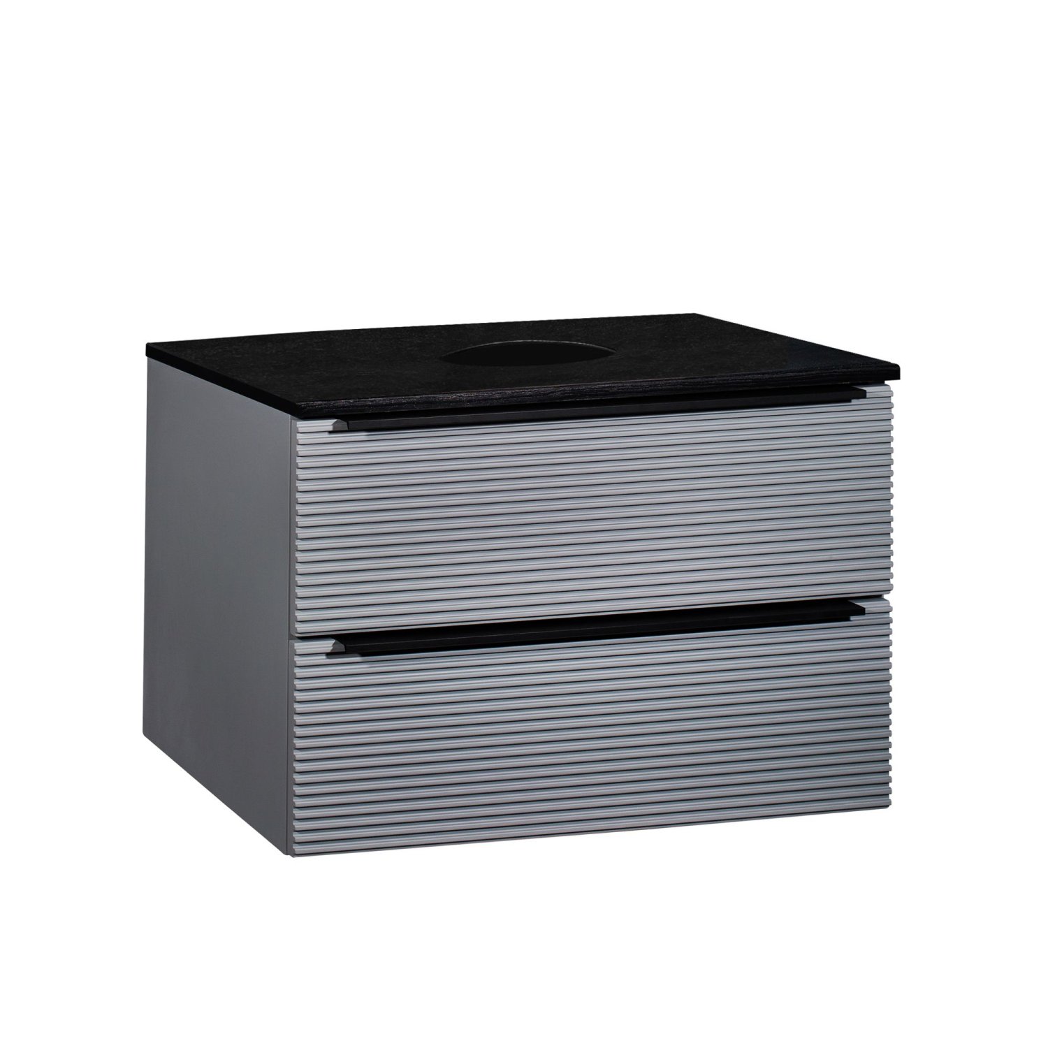 Тумба Runo Орлеан 60 серый чёрный подвесная под накладной умывальник (00-00004651)