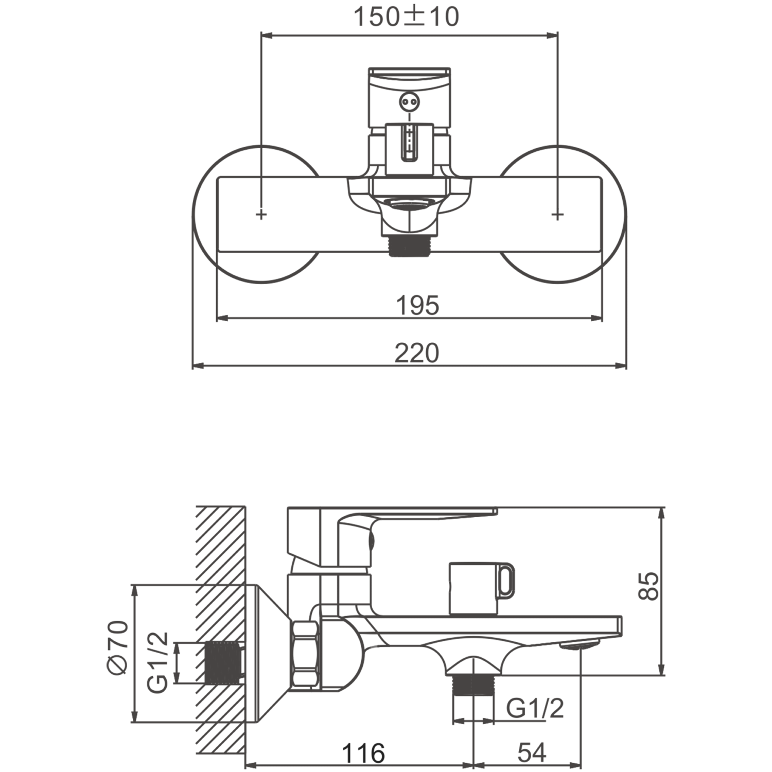 Смеситель для ванны BELZ B678 с аксессуарами, короткий излив (B60678) - фото 3