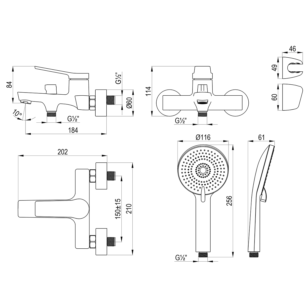 Смеситель Rossinka для ванны с монолитным изливом (RS20-31) - фото 2