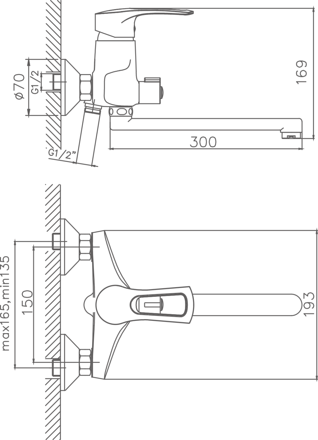 Смеситель для ванны Cron хром (CN2266) - фото 2
