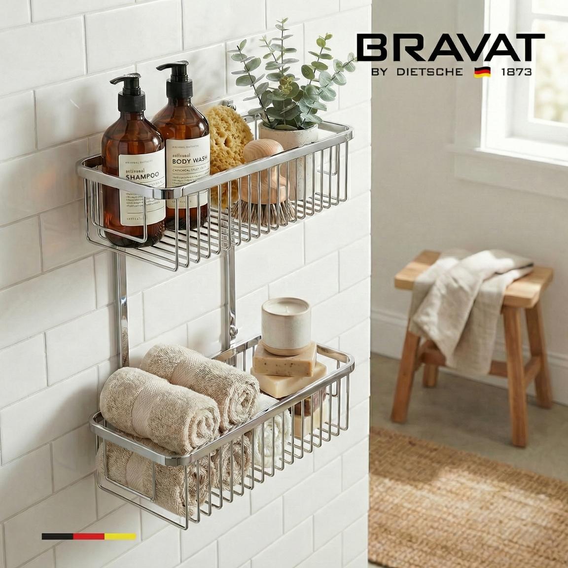 Полка двойная для ванной комнаты BRAVAT (D71002CP-SW) - фото 5