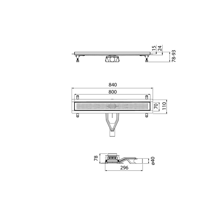 Лоток душевой IDDIS Perfex сифон 360, комбинированный затвор, перфорированная решетка, 800мм, золото (975B8MG20DZ) - фото 4