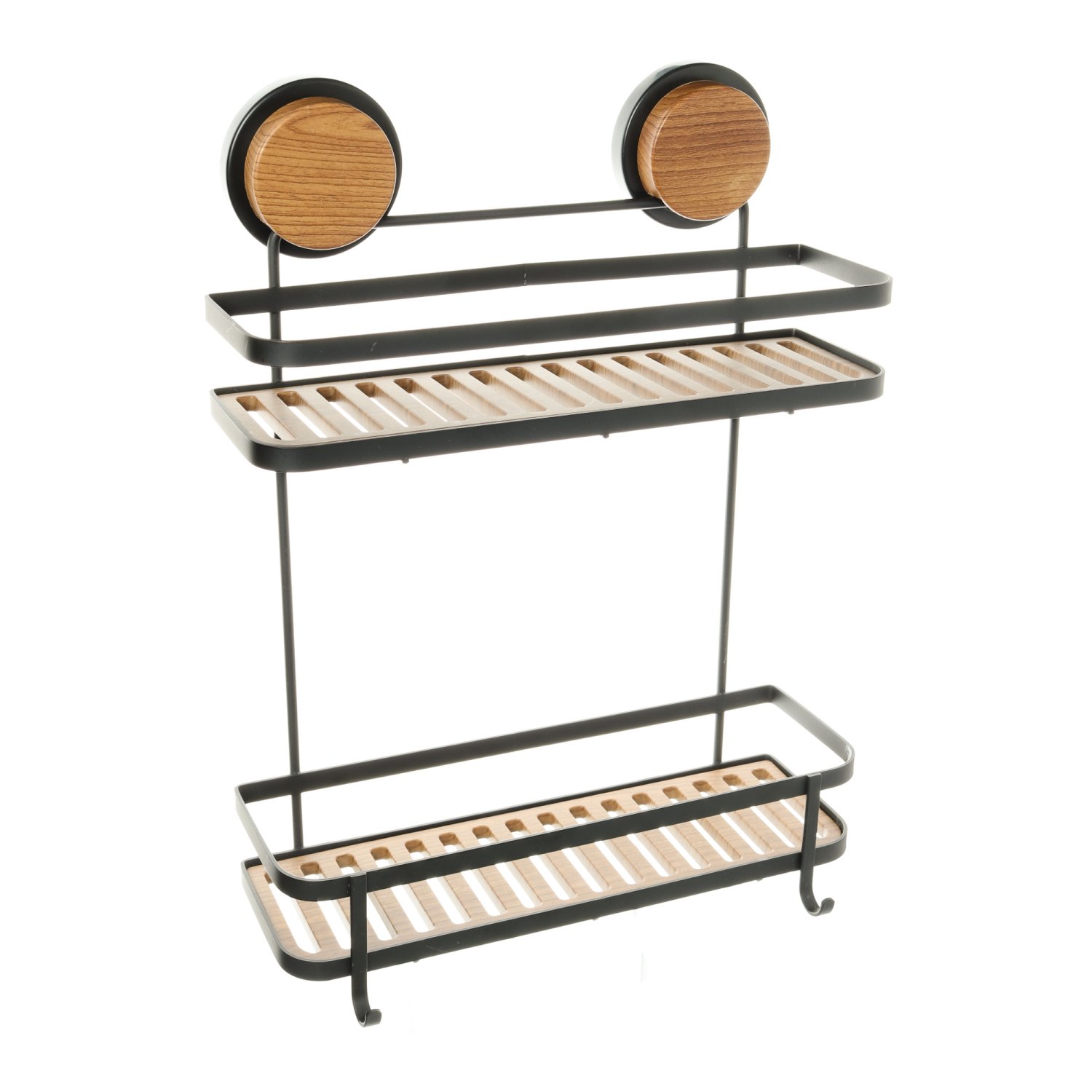 Полка Fixsen прямая двухэтажная черная-дерево Magic (FX-950B-2) - фото 1