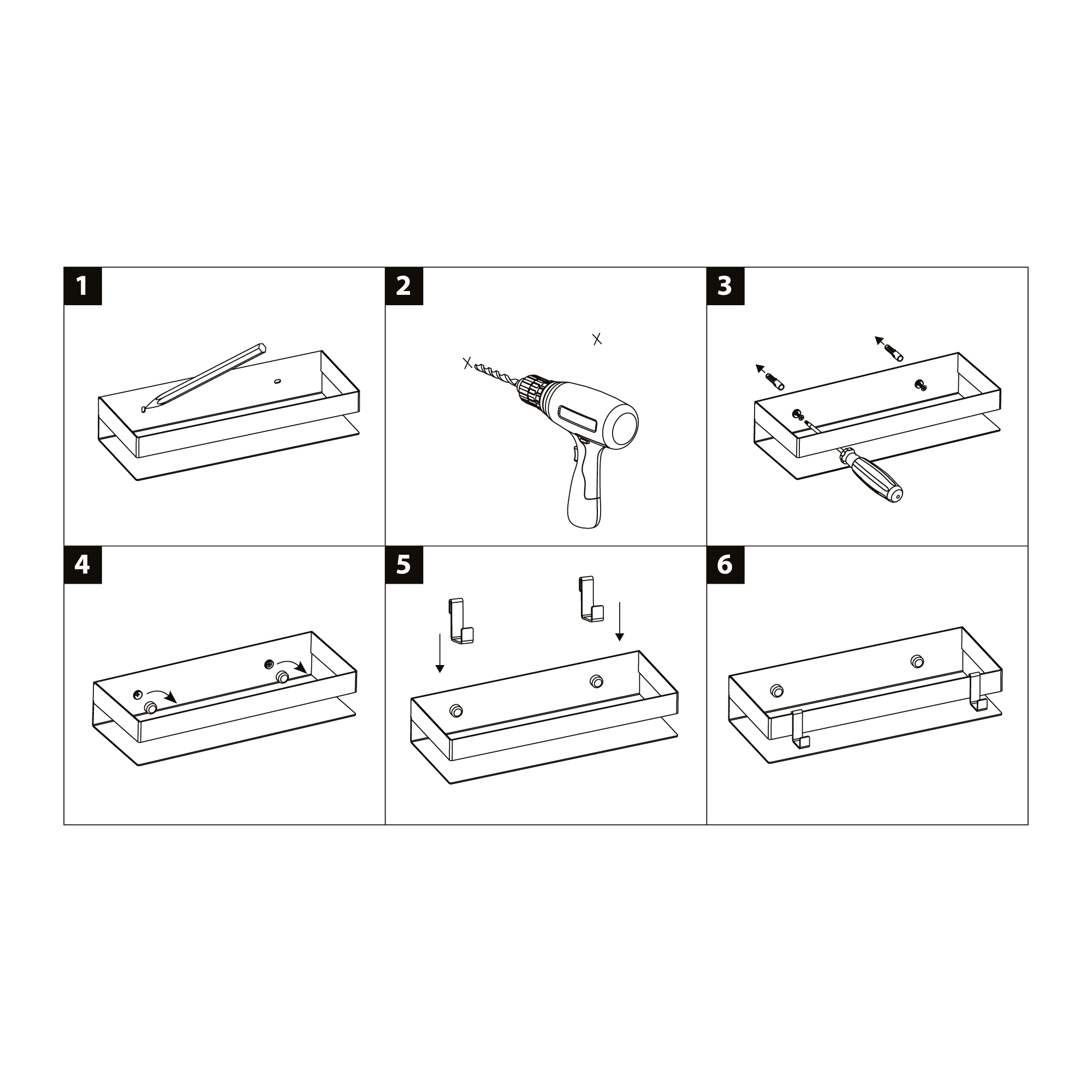 Полка для душа прямая Lemark SHELF LINE 400 мм из нерж. стали с крючками, черный (9772053) - фото 7