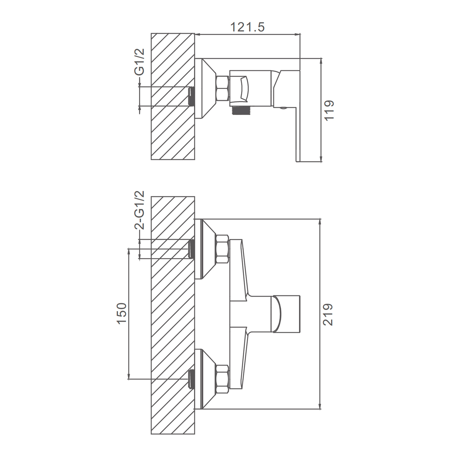 Смеситель Prohanss для душа без излива, хром (P64.20) - фото 2